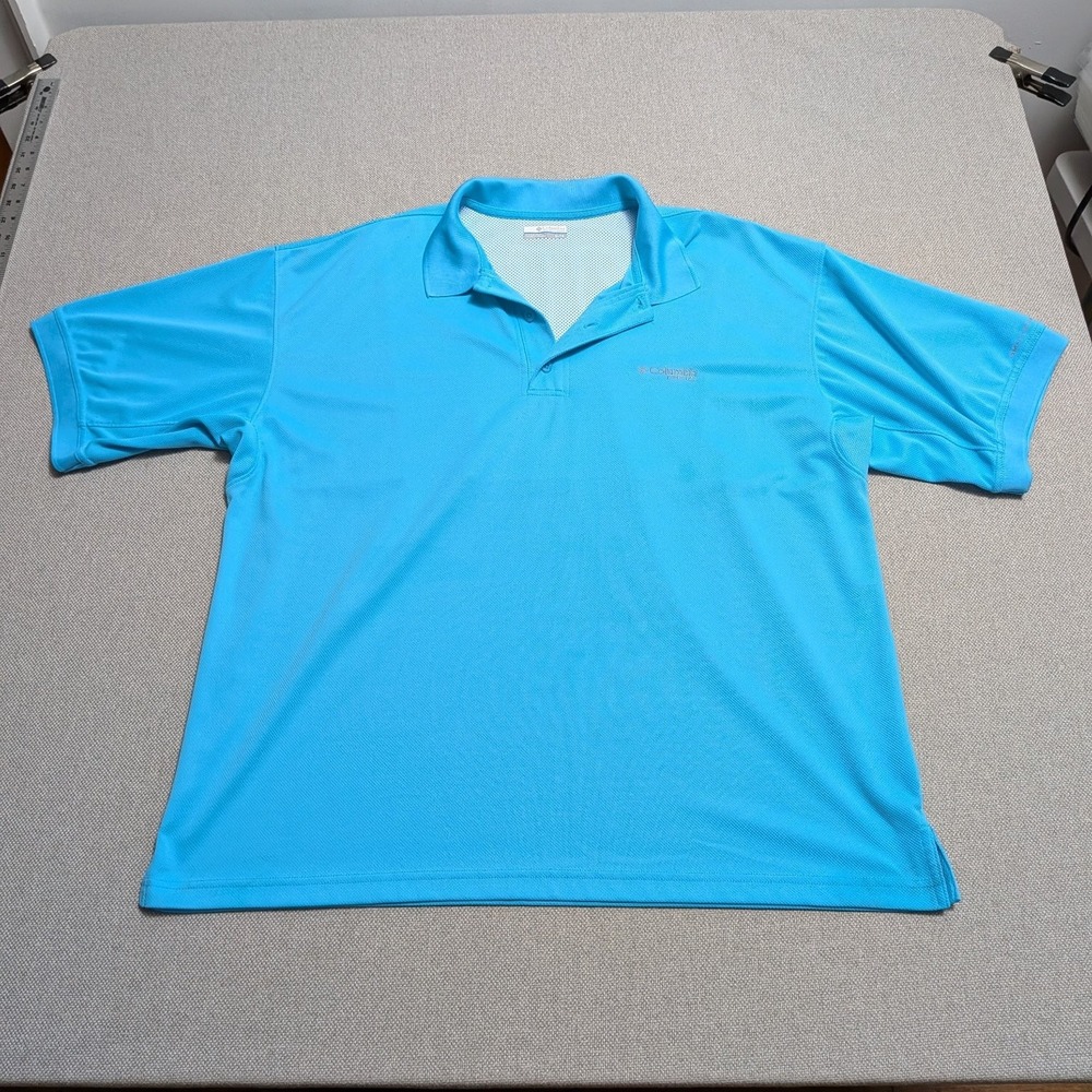 Columbia PFG Polo Shirt Men's XL Aqua Blue Polyester Omni-Shade